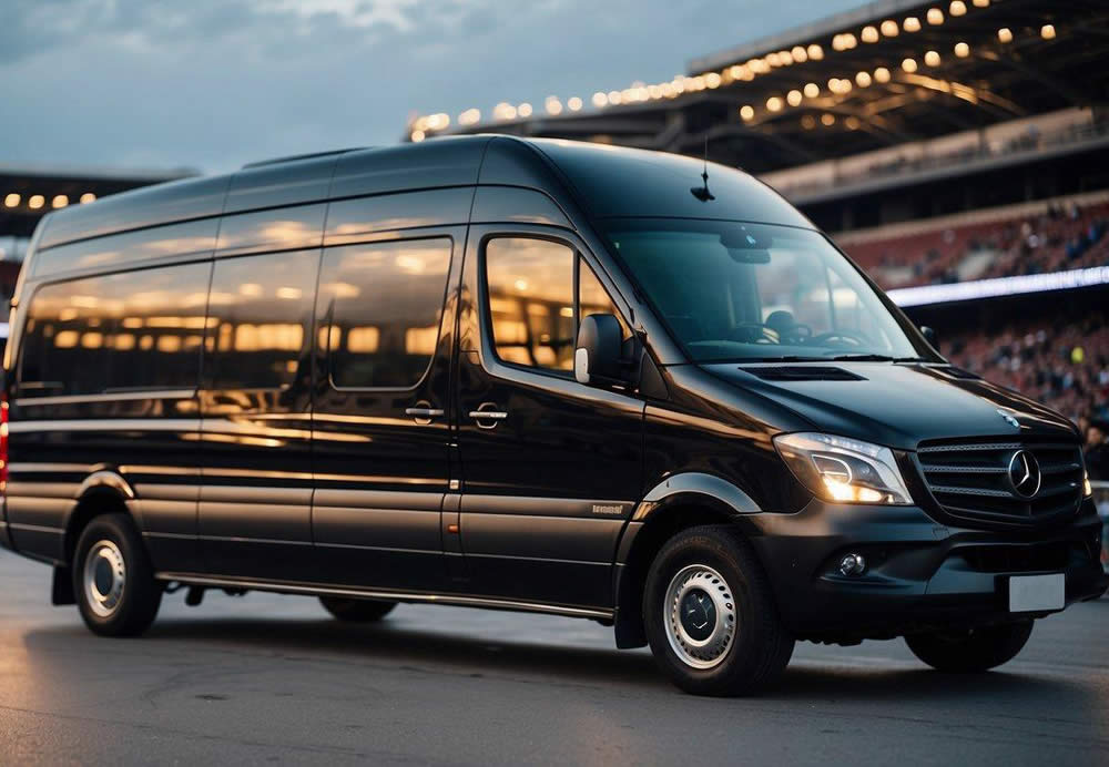 Luxury Sprinter is parking in a stadium